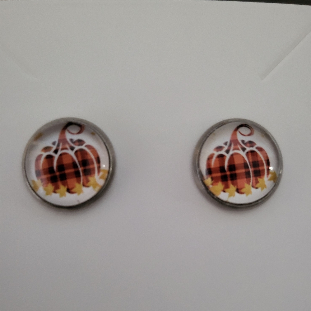 Pumpkin Button Style Earrings